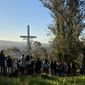 Worshipers hold Easter sunrise services at the Albany Hill cross in Albany, California, in 2022. Photo courtesy the Albany Lions Club.