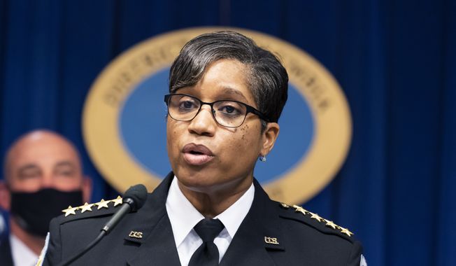 U.S. Park Police Chief Pamela Smith discusses preparations for the upcoming 2022 State of the Union Address during a news conference, Monday, Feb. 28, 2022, in Washington. (AP Photo/Alex Brandon) ** FILE **