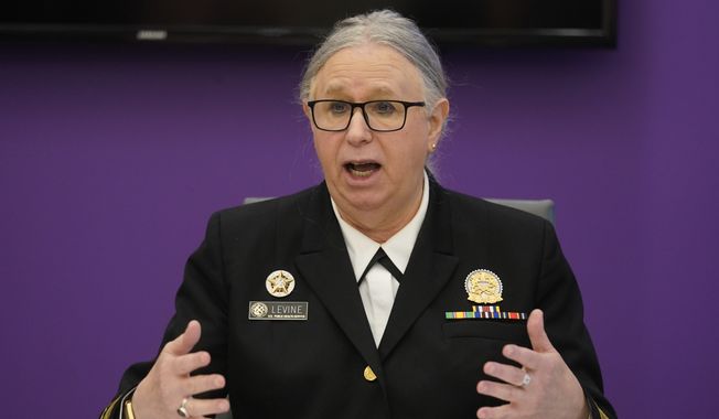 Department of Health and Human Services Assistant Secretary for Health, Admiral Rachel Levine speaks after having attended a roundtable on gender-affirming care and transgender health, Wednesday, June 29, 2022, in Miami. (AP Photo/Wilfredo Lee)