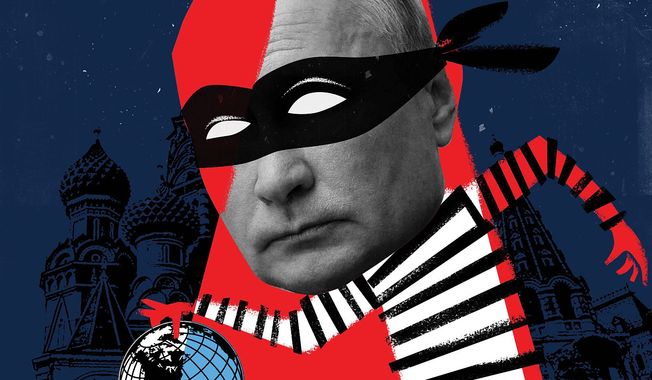 Illustration on Putin by Linas Garsys/The Washington Times