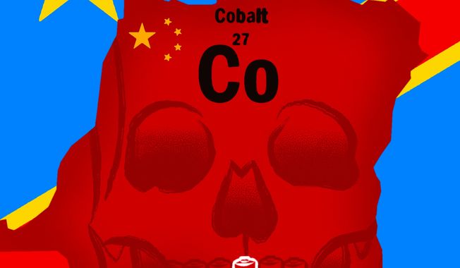 African cobalt, batteries and Blood of the Congo Illustration by Linas Garsys/The Washington Times