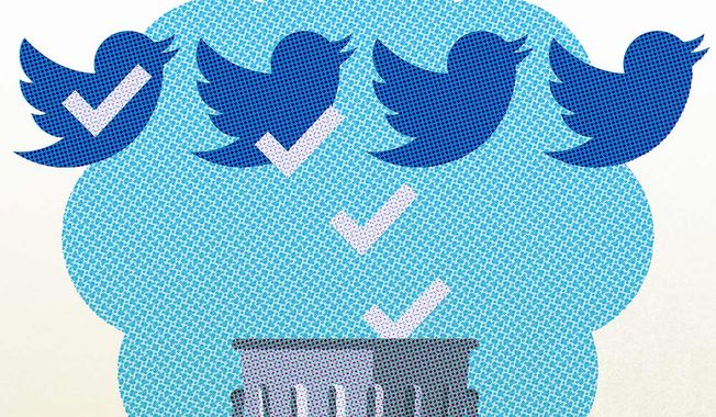 Dumping the Twitter Blue Check Marks Illustration by Greg Groesch/The Washington Times