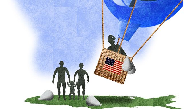 Illustration on those left behind by the omnibus spending bill by Alexander Hunter/The Washington Times