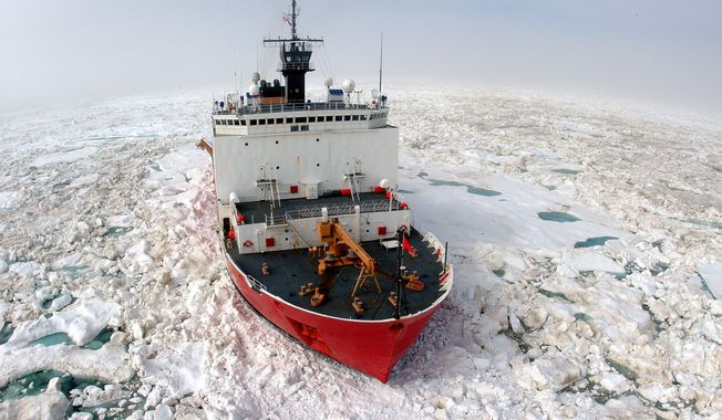 BARROW, Alaska — The U.S. Coast Guard Cutter Healy, a 420 ft. icebreaker homeported in Seattle, Wash., breaks ice in support of scientific research in the Arctic Ocean. [Photo credit: U.S. Coast Guard photo by Petty Officer Second Class Prentice Danner.]