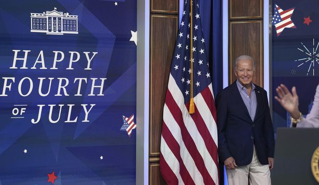 President Joe Biden arrives to speak during an event with the National Education Association in the South Court Auditorium on the White House campus, Tuesday, July 4, 2023, in Washington. (AP Photo/Evan Vucci)