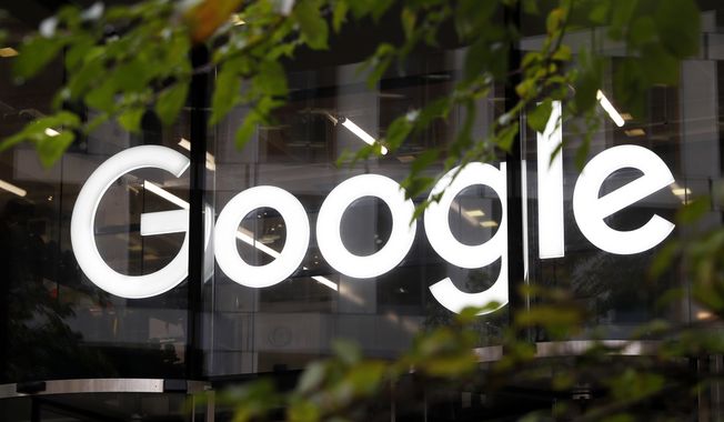 The Google logo is displayed at their offices, Nov. 1, 2018, in London. Canada&#x27;s Senate on Thursday, June 22, 2023, passed a bill that will require Google and Meta to pay media outlets for news content that they share or otherwise repurpose on their platforms. (AP Photo/Alastair Grant, File)