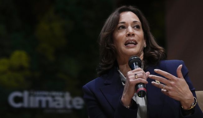 Vice President Kamala Harris speaks at the Aspen Ideas: Climate conference, Wednesday, March 8, 2023, in Miami Beach, Fla. The conference is co-hosted by the Aspen Institute and the City of Miami Beach. (AP Photo/Rebecca Blackwell)