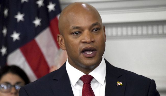 Governor Wes Moore is joined by public safety officials and others to announce the state&#x27;s plans for public safety initiatives and investments during a news conference this morning at the State House in Annapolis, Md., Thursday, June 15, 2023. (Barbara Haddock Taylor/Baltimore Sun via AP)