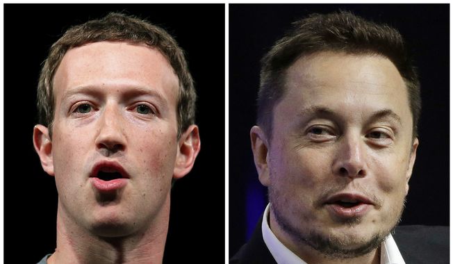 This combo of file images shows Facebook CEO Mark Zuckerberg, left, and Tesla and SpaceX CEO Elon Musk. Elon Musk and Mark Zuckerberg are ready to fight, offline. In a now-viral back-and-forth seen on Twitter and Instagram this week, the two tech billionaires seemingly agreed to a “cage match” face off. (AP Photo/Manu Fernandez, Stephan Savoia)