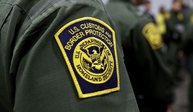 Border Patrol agents hold a news conference prior to a media tour of a new U.S. Customs and Border Protection temporary facility near the Donna International Bridge in Donna, Texas, May 2, 2019. (AP Photo/Eric Gay) ** FILE **