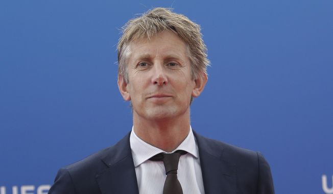 Former Ajax and Manchester United goalkeeper Edwin Van Der Sar arrives for the UEFA Champions League draw at the Grimaldi Forum, in Monaco, on Aug. 30, 2018. Former Netherlands and Manchester United goalkeeper Edwin van der Sar is in intensive care in a hospital after suffering a bleed in his brain, his former club Ajax said Friday, July 7, 2023. (AP Photo/Claude Paris, File)