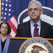 FILE - Attorney General Merrick Garland speaks at the Department of Justice in Washington, Thursday, April 13, 2023. Deputy Attorney General Lisa Monaco stands at left. (AP Photo/Evan Vucci, File)