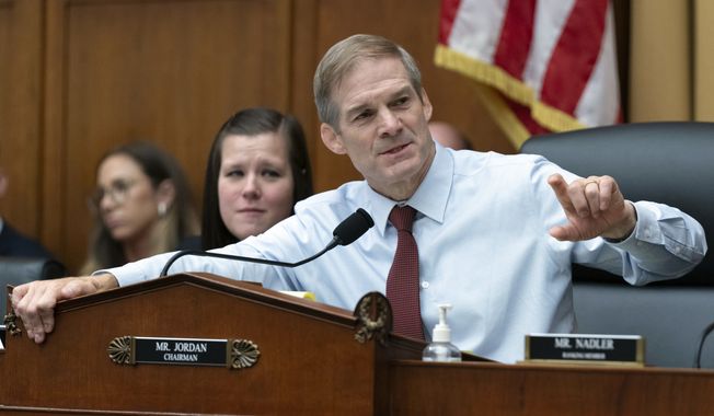 Chairman of the House Judiciary Committee Rep. Jim Jordan, R-Ohio, speaks during a hearing on the Report of Special Counsel John Durham, on Capitol Hill in Washington, Wednesday, June 21, 2023. (AP Photo/Jose Luis Magana)