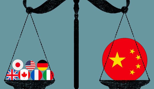 Illustration on China&#x27;s goal of hegemony by Linas Garsys/The Washington Times